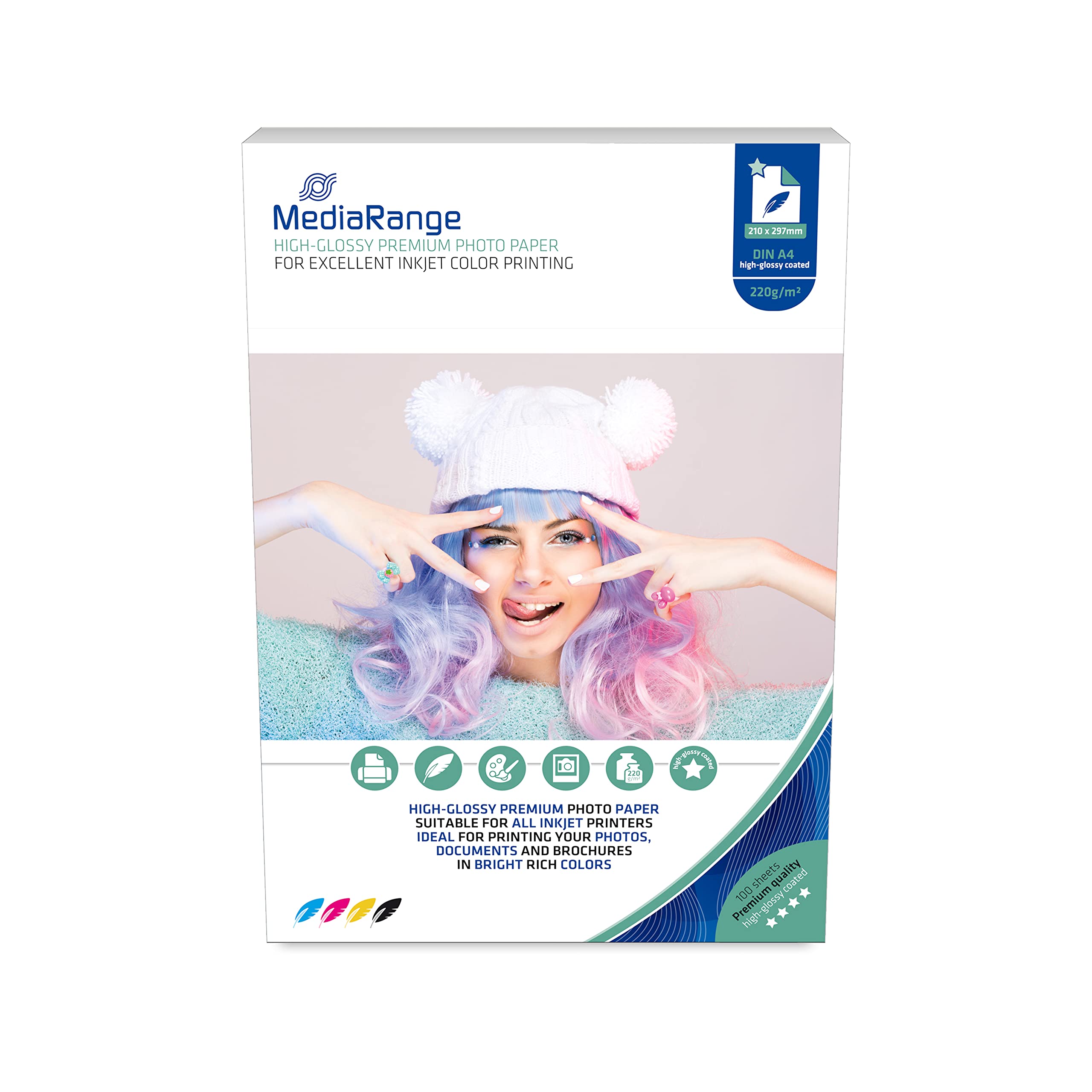 MediaRange MRINK103 Photo Paper A4 White 100 Sheets 220gr Glossy