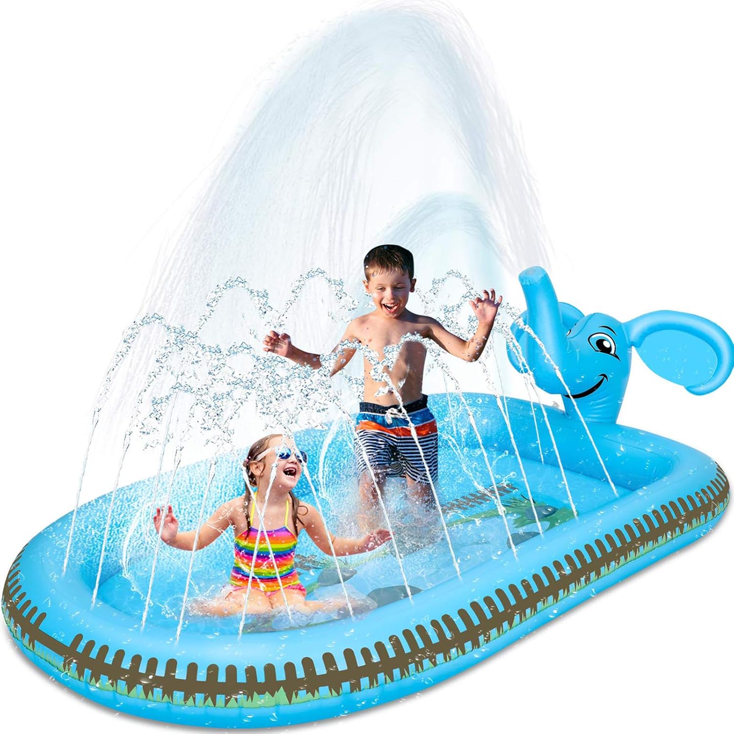 Desuccus Splash Pad Sprinkler for Kids Sprinkle & Splash Play Mat 3 in 1 Inflatable Sprinkler Pool Water Park for Kids Outdoor Water Sprinklers Preschool Toys Children Baby Toddler Pool Boys Girls
