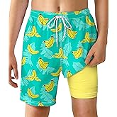 YGDSX Boys Swim Trunks with Compression Liner Boys Quick Dry 2 in 1 Swim Shorts Summer Beach Shorts