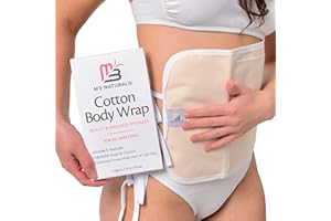 M3 NATURALS Castor Oil Wrap - Organic Cotton, Reusable Adjustable Pack with Durable Straps and Leak-Resistant Outer Layer, Stomach Wrap for Castor Oil Detox and Wellness (Beige)