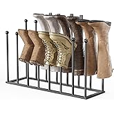 pickpiff Free Standing Shoe Racks - 19.5 Inch Black Metal Boot Rack Organizer Tall Boots for Dorm Room, Closet, Entryway, Bedroom, Patio Outdoor, Hallway, Black, Shoe Storage Fit for 8 Pairs