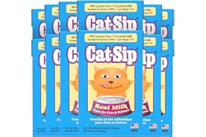 PetAg Cat-Sip Real Milk Treat - 8 oz, 12 Pack - Ready-to-Feed Snack for Cats & Kittens - Easy to Digest with 99% Lactose-Free, Low-Fat Grade A Milk - Encourages Hydration - Promotes Eye, Heart Health