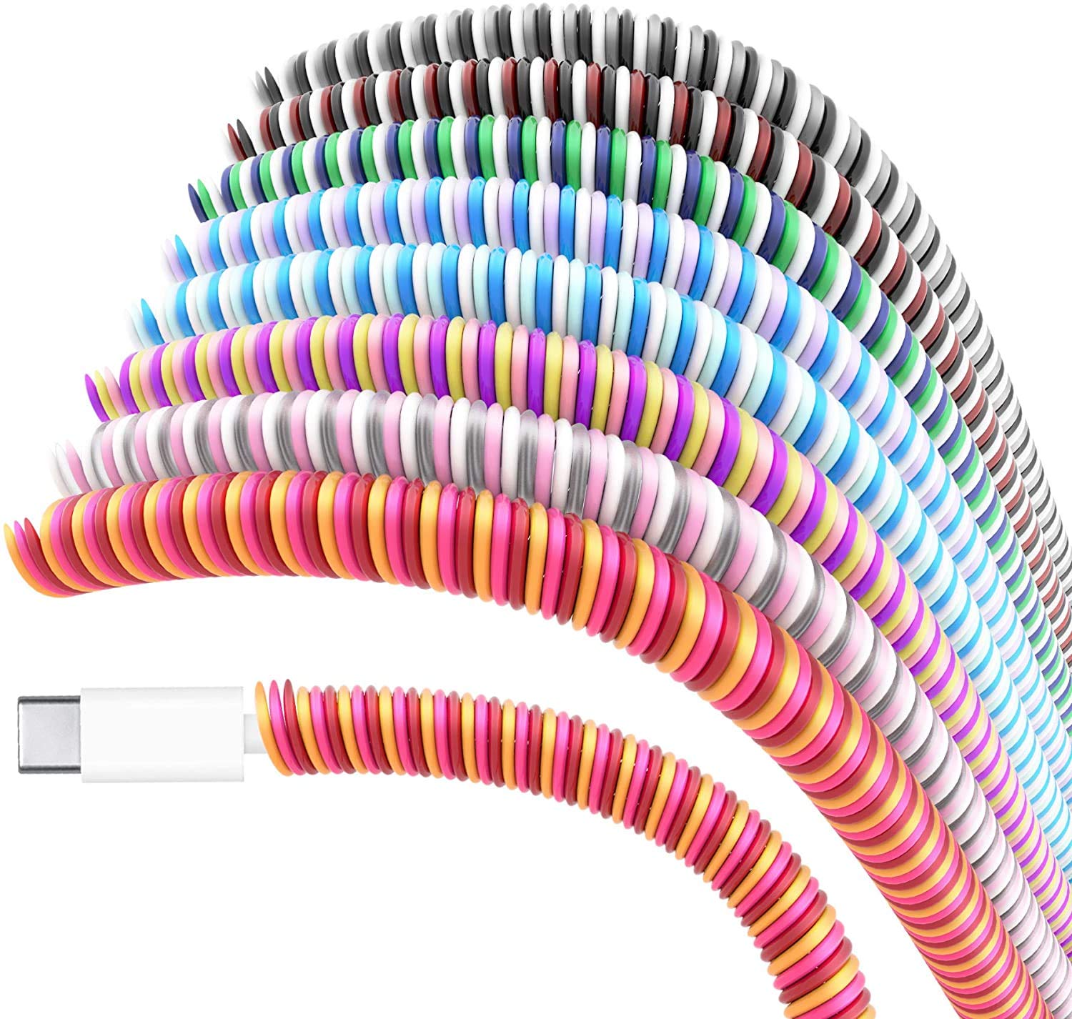 Rancco Cable Protector/Wire Repair/Pets Chew Cable Protector/Headphone Saver, 8 Pc Spiral Cable Strain Relief Cable Wrap Tube Charger Cord Sleeve, USB Date Cable Saver