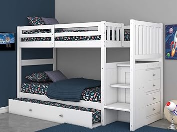 twin over twin bunk bed with trundle and stairs