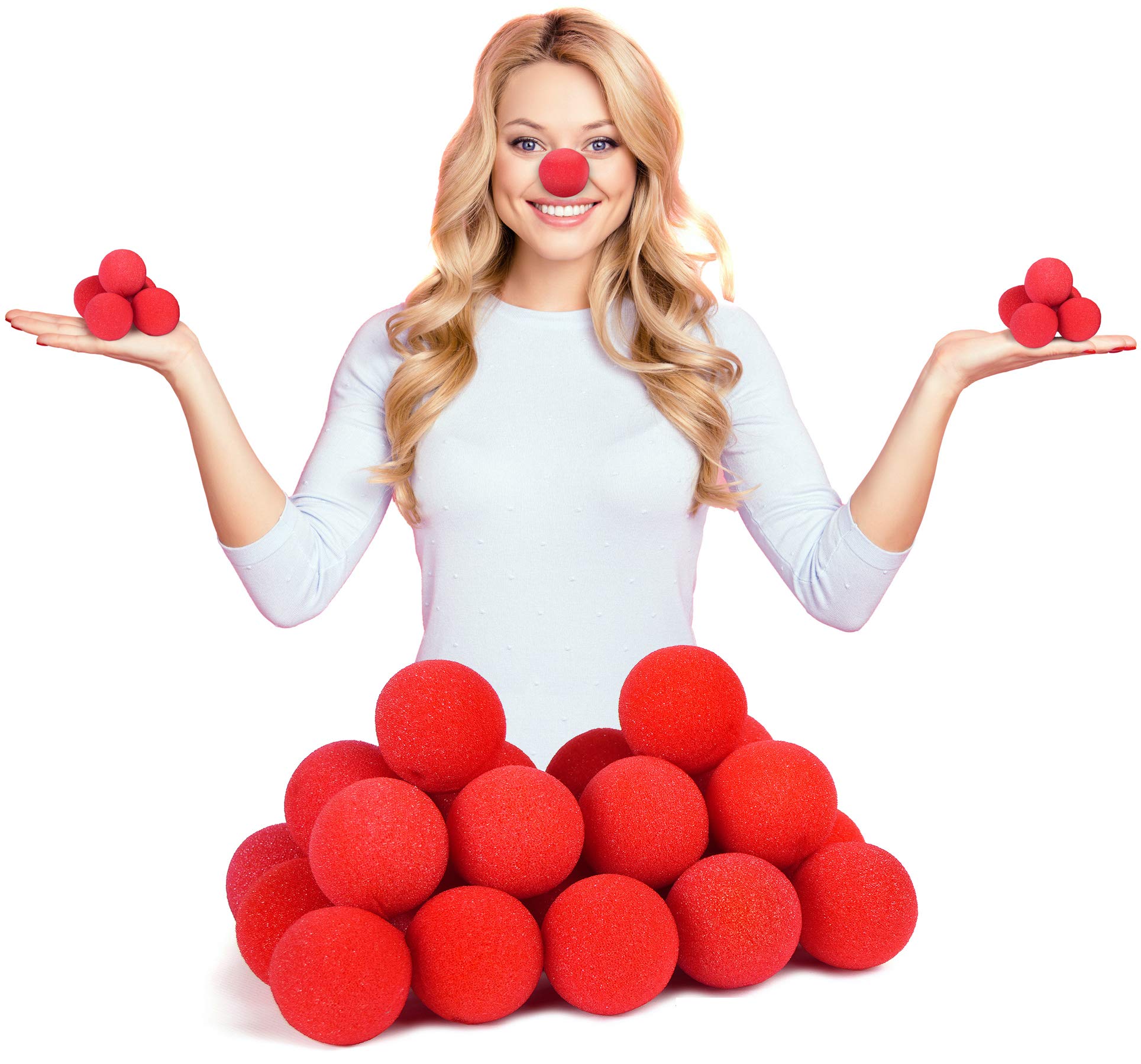 Balinco 25x Red Clown Noses | Clown Noses made of foam - perfect for larger party groups suitable for Carnival | Fasching or Motto Party