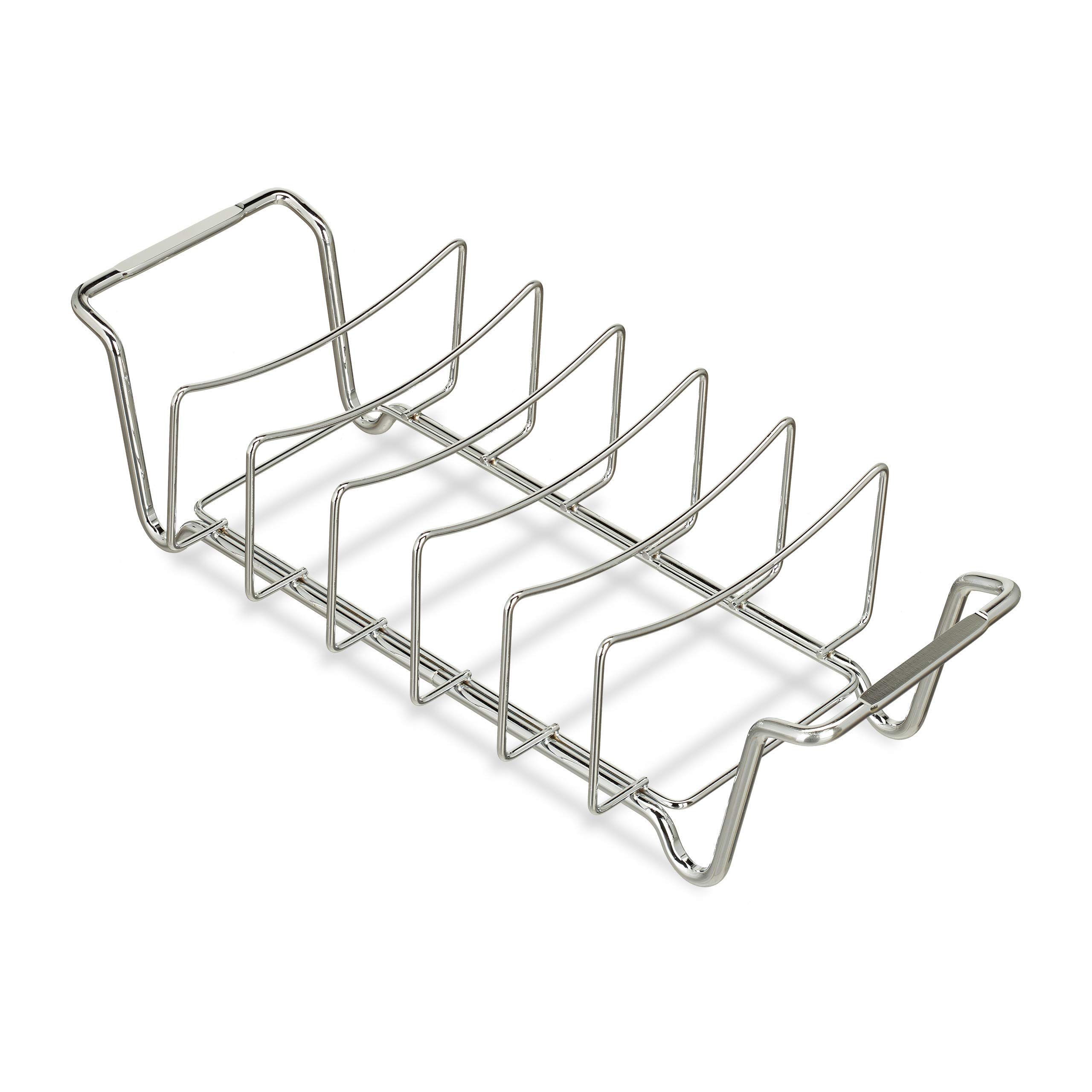 Relaxdays Spare Rib Rack 2in1, BBQ Meat Holder, Barbecue Serving Accessory, Multi-functional Use, Steel, Silver