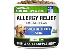 Allergy Relief Dog Treats w/Omega 3 + Pumpkin + Enzymes + Turmeric - Itchy Skin Relief - Immune & Digestive Supplement - Skin