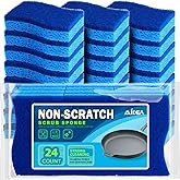 AIDEA Non Scratch Scrub Sponge-24Count, Sponges Kitchen, Sponges for Dishes | Cleaning Sponge, Cleans Fast Without Scratching, Stands Up to Stuck-on Grime, Cleaning Power for Kitchen, Household