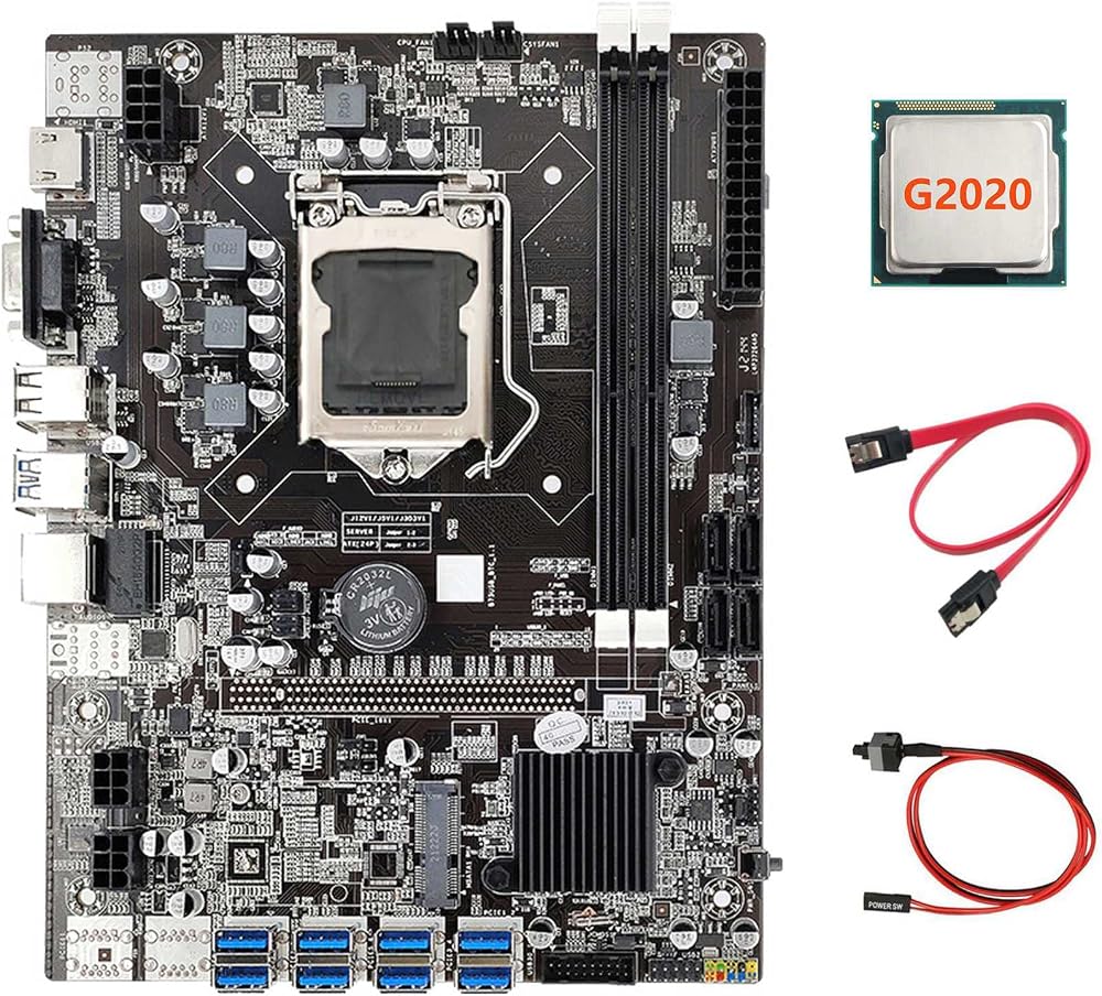 Lodokdre B75 Motherboard 8x USB3.0 G2020 CPU LGA1155 DDR3 ETH BTC Miner