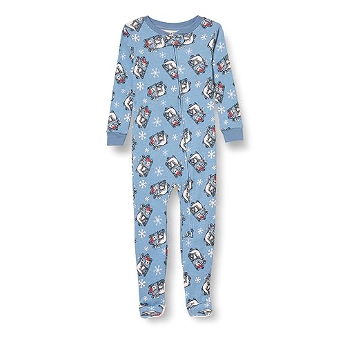 Amazon Essentials Disney | Marvel | Star Wars Unisex Toddlers' Snug-Fit Cotton Footed Pajamas, Nightmare Santa Jack - Footed Sleeper, 4T