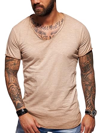 behype. Herren Oversize Kurzarm Basic T-Shirt V-Neck 20-1720