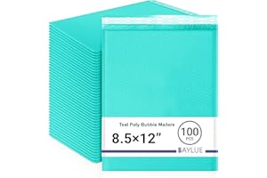 BAYLUE Teal 8.5x12 Inch Poly Bubble Mailers #2 |Self Seal Padded Envelopes | Air Cushioned Bubble Mailer | Usable Size 8.5x11 Inch | 100 Pack Bulk | Waterproof | Lightweight Mailing Shipping Bags