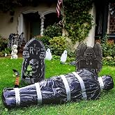 Halloween Scary Decorations Corpse Dead Victim Props 60 inch Hanging Dead Body Decorations Fake Corpse in Bag Indoor Outdoor Halloween Props Creepy Decor Haunted House (Black)