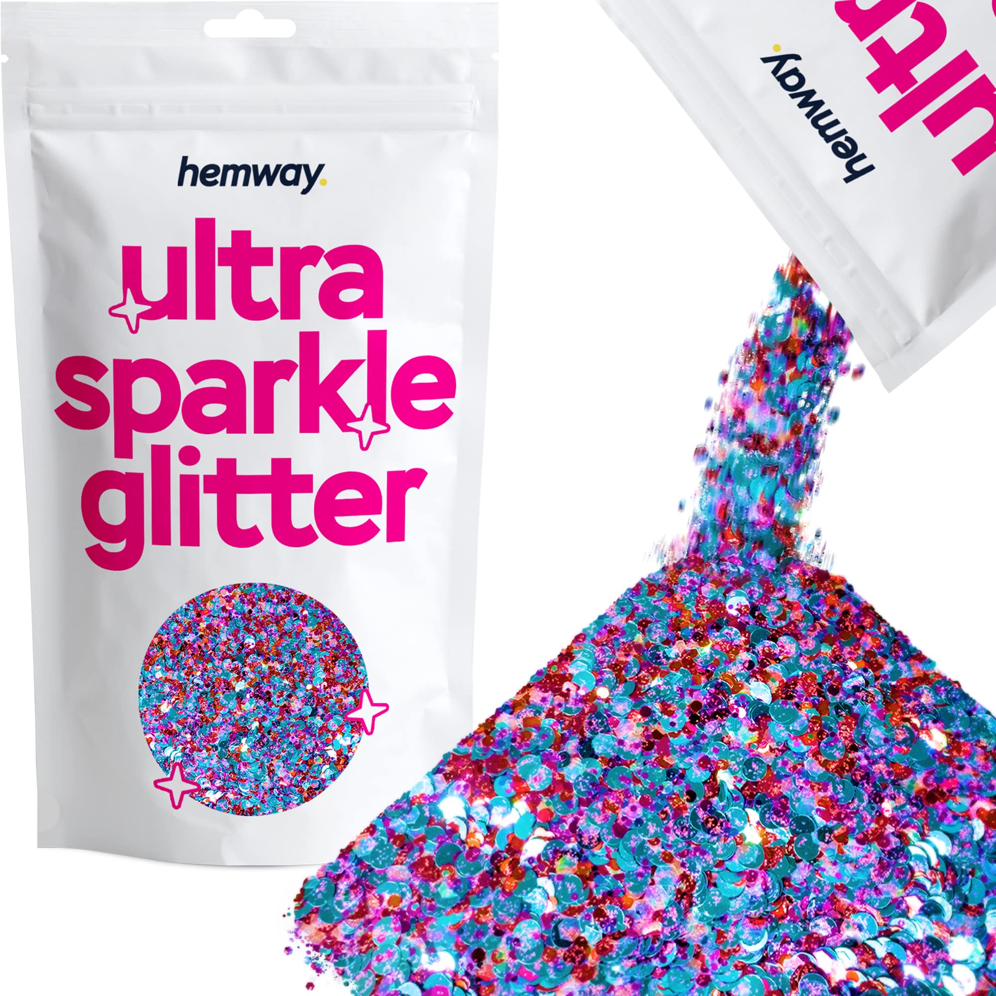 Hemway Ultra Sparkle Glitter Harlequin Mix with Rose Gold 100g Mixed | Glitter for Arts & Craft, Makeup, Nail Art, Crafting, Card Making, Sparkle Decoration