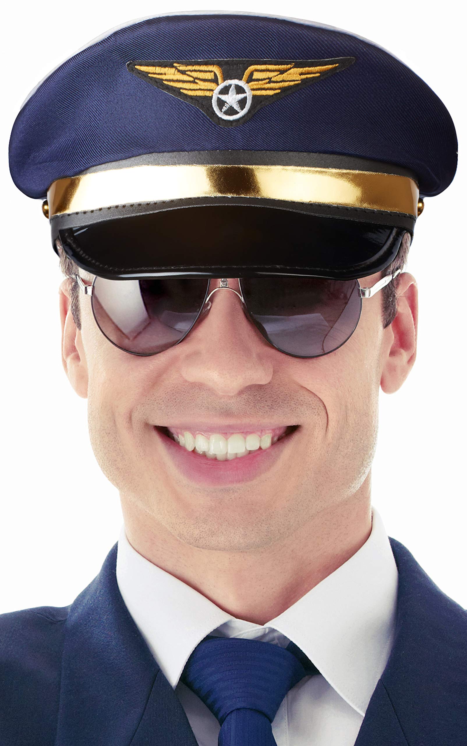 Balinco Pilot cap dark blue with gold trim for ladies & gentlemen - size adjustable