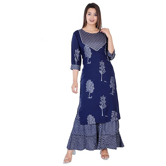 Women's Rayon Kurta and Sharara Set