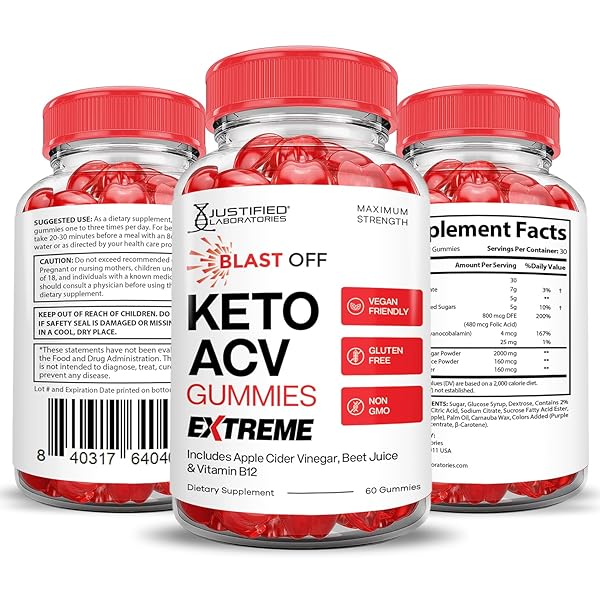 (5 PACK) BLAST OFF KETO ACV GUMMIES EXTREME 2000MG BLAST KETO GUMMIES APPLE CIDER VINEGAR FORMULATED WITH POMEGRANATE BEET JUICE POWDER B12 VEGAN NON GMO 300 GUMMYS