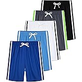 YERIOK 5 Pack Boys Athletic Shorts Boys Shorts Mesh Basketball Soccer Quick Dry Gym Clothes for Kids with Drawstring