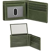 TheAntiq Premium Leather Wallet for Men Bifold (Green) RFID Blocking Leather Card Holder Purse Gifts for Father - Slim & Stylish Handmade Mens Leather Wallet with 2 Billfold Pockets & 6 Card Slots