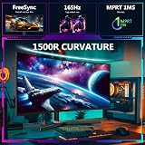 Z Edge 34 Inch Ultrawide Curved Gaming Monitor 165Hz 3440x1440 21:9 view 2