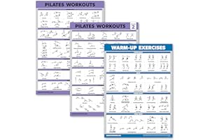 3 Pack - Pilates Workout Poster Set Volume 1 & 2 + Warm Up Routine - Pilates Mat Work Exercises - Fitness Charts (18 x 24, LA
