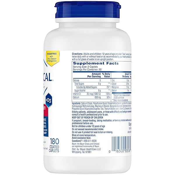 CITRACAL MAXIMUM PLUS CALCIUM SUPPLEMENT – CALCIUM CITRATE WITH VITAMIN D3, ZINC, & ESSENTIAL MINERALS FOR BONE HEALTH SUPPORT, AGES 12+, 180 COUNT (PACKAGING MAY VARY)