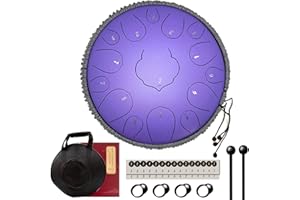 AOGBRA Steel Tongue Drum, 15 Notes 13 Inches Percussion Instrument D-Key Handpan Drum (Lavender)