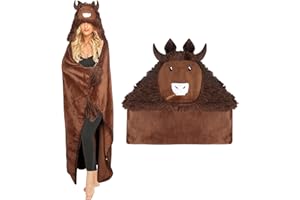 Moyel Highland Cow Gifts For Women Cute Highland Cow Blanket Funny Wearable Blanket Hoodie Fuzzy Hooded Blanket Gifts For Mom Girlfriend Wife Friend Sister For Christmas Birthday