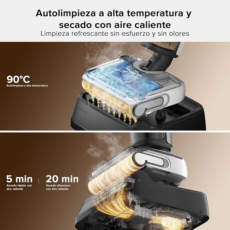 F25 Bx Aspirador-Esfregona sem fios, 20.000Pa húmido e seco, autolimpeza a alta temperatura a 90 °C, secagem rápida em 5 minutos, limpeza das arestas, design plano a 180°, sensor inteligente
