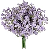 Grand Verde Myosotis Artificial Flowers Plastic Forget-Me-Not Faux Bouquets Real-Touch DIY Home Decor Table Centerpiece Wedding Decoration, Bulk 10pcs (Violet)