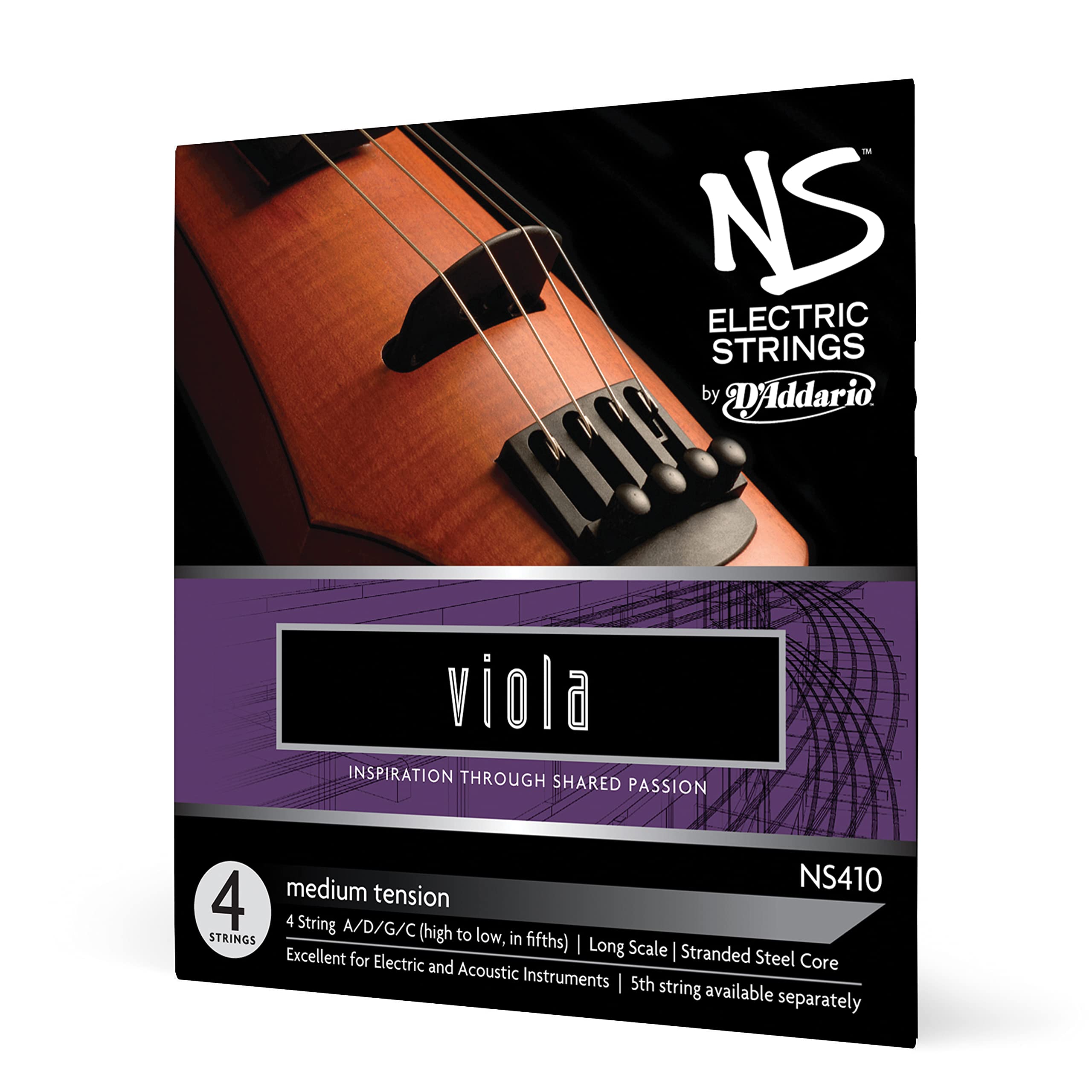 D'Addario NS Electric Long Scale Medium Tension Viola String Set
