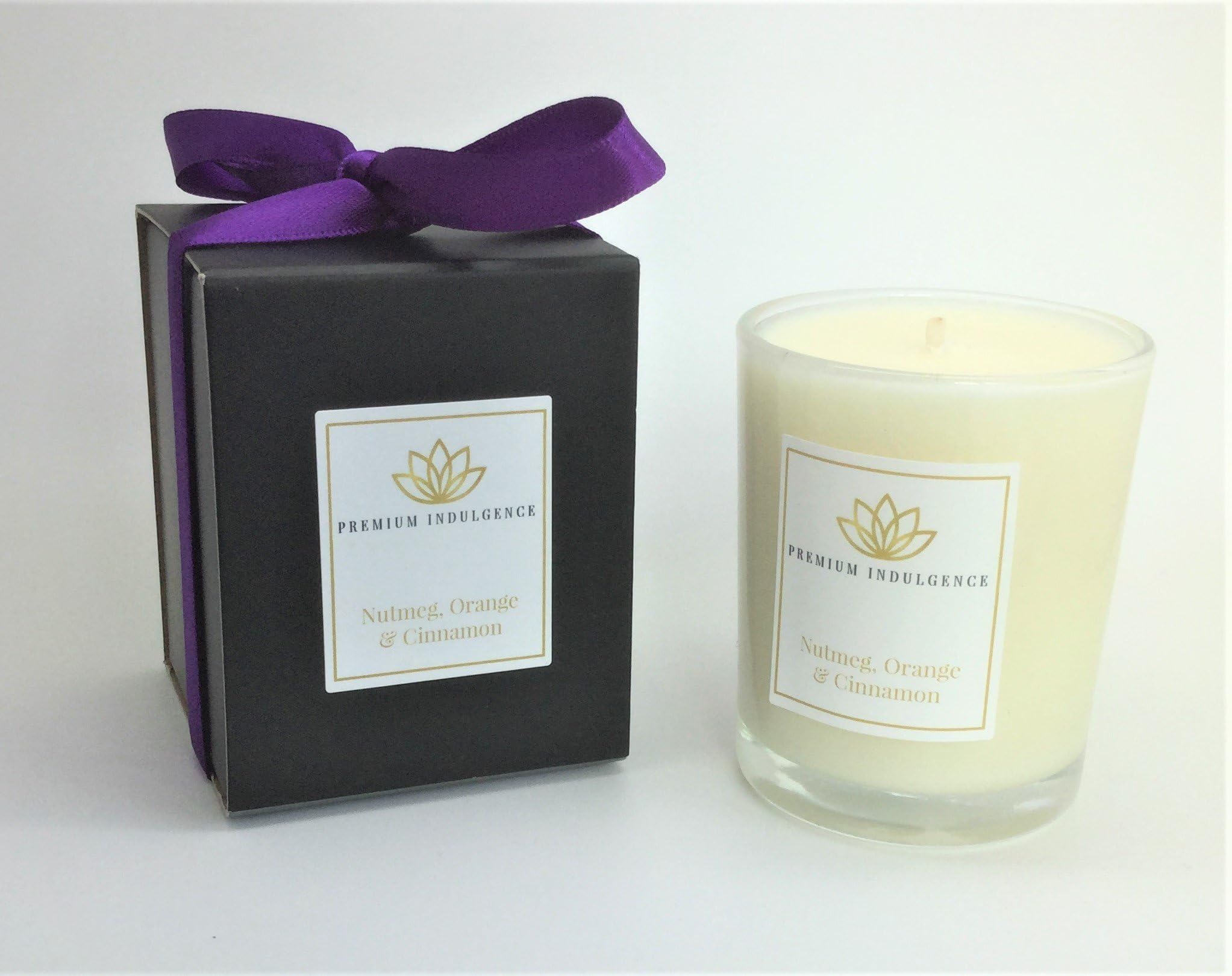 Nutmeg Orange Cinnamon Scented Candle, Vegan, Natural Essential Oils, Plant Wax, Glass Votive, Gift-Boxed (1 x 9cl)