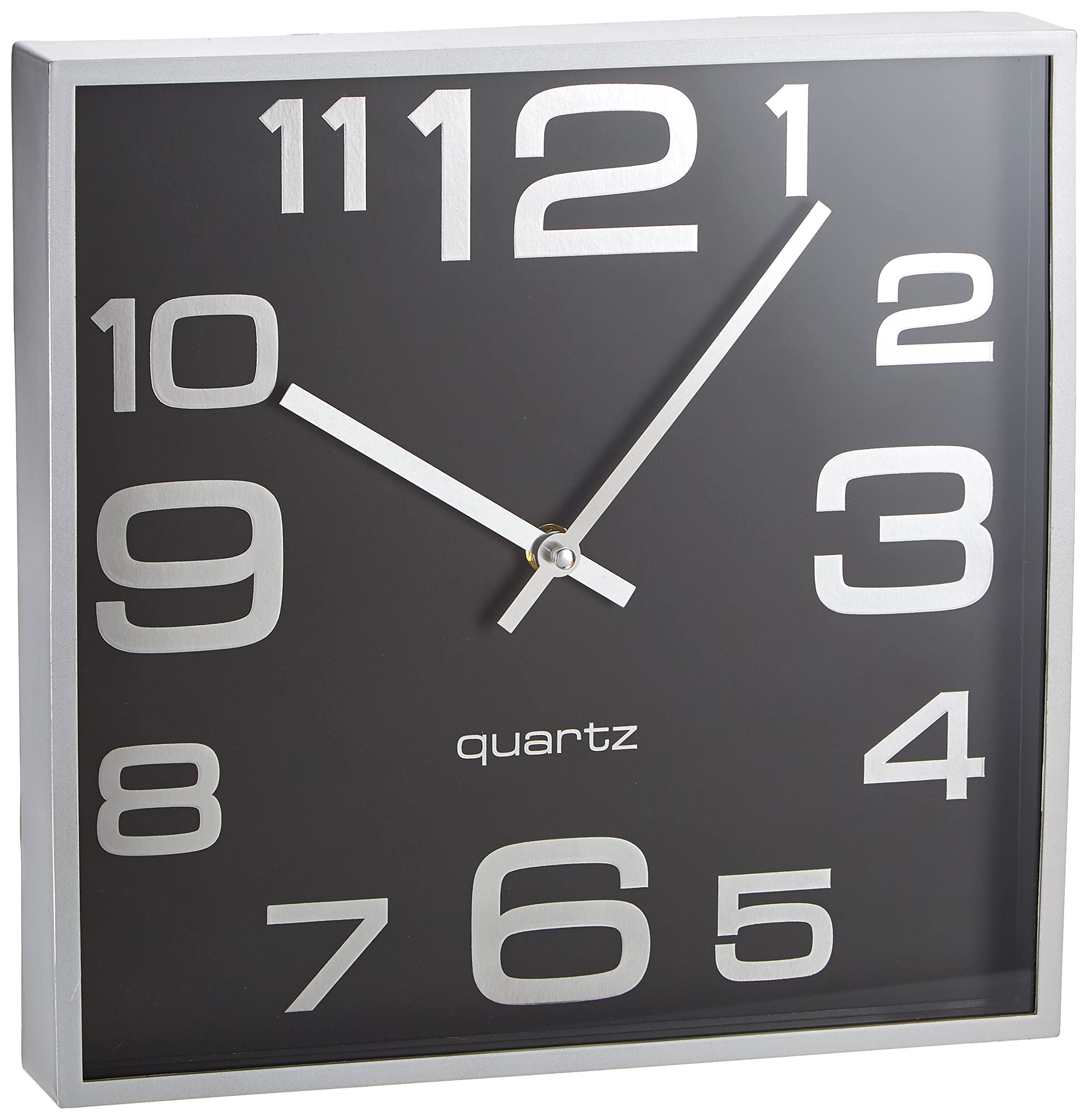 Alco-Albert Wall Clock, Approx. 28.3 x 28.3 x 4.1 cm, Black Silver