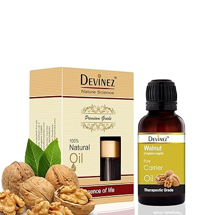 Devinez Kashmiri Walnut Cold-Pressed Oil, 30ml - 100% Pure Natural, Undiluted for skin care, Fighting Wrinkles, Hair Loss, Fights Dandruff, Hair Care & Antioxidant