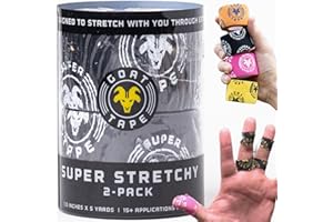 Goat Tape Super Stretchy Thumb Tape - Weightlifting Hook Grip Tape & WOD Tape for Cross Training, Gym Workout Tape, Athletic Finger Wrap - Flexes with Every Move - 15 Feet per Roll (Black 2-Pack)