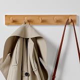 LARHN Wooden Coat Hooks Wall Mounted Coat Rack with 5 Hooks 43 cm