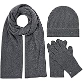KVSS 100% Pure Cashmere Beanie Hat Scarf and Gloves Set for Women & Men Knit Winter Warm Set | Luxury from Inner Mongolia