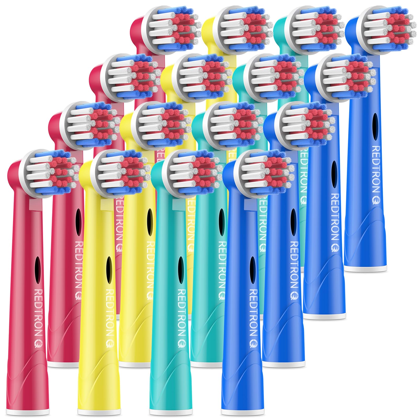 REDTRON 16 Pack Kids Toothbrush Heads for Oral B, Deep and Precise Cleaning Toothbrush Heads, Multi-Colourful Electric Brush Replacement Heads for Children