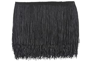 AWAYTR 10 Yards Sewing Fringe Trim - 12in Wide Tassel for DIY Craft Clothing and Dress Decoration (Black, 12 Inches Wide)