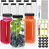 Maredash 8oz Glass Bottles with lids,juice bottles gifts for women,8oz Glass Jars with LIds,glass water bottles. Kit includes Stainless Steels Straws,Two Types of lids,Cleaning Brush 12pcs