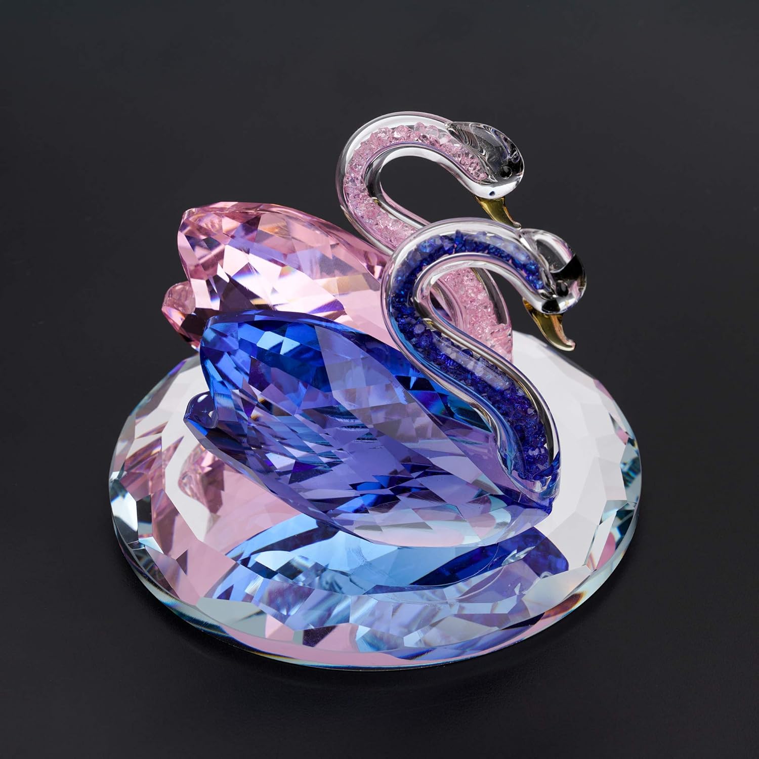 London Boutique Crystal Swan Wedding Pink Blue Figurine Ornaments for Living Room, Pink, Blue, 1 piece - Image 3
