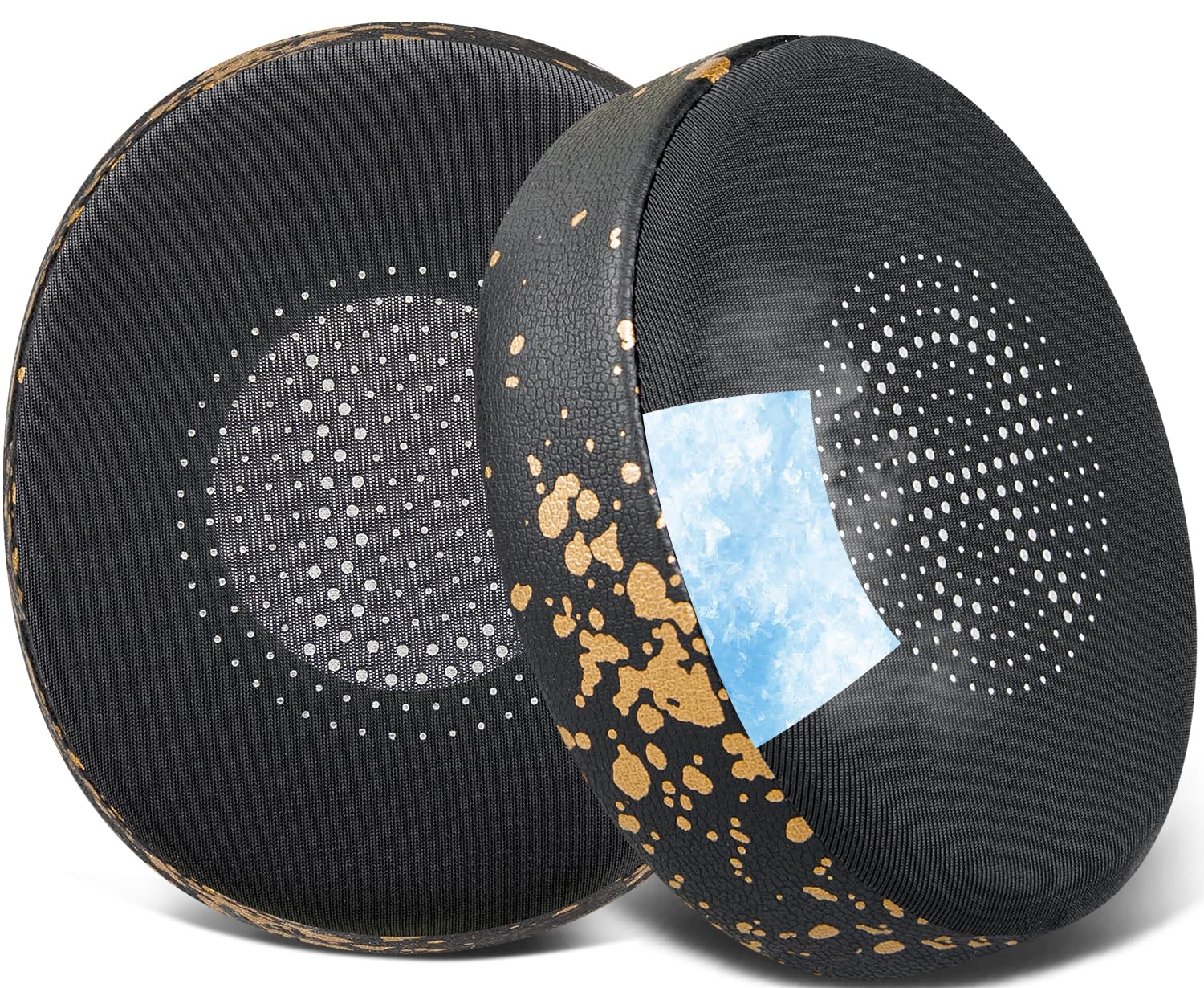 SOULWIT Cooling Gel Earpads Replacement for Jabra Evolve2 65 (Evolve 2 65MS 65UC MS UC)/Evolve2 40 (40UC 40MS USB)/Elite 45h On-Ear Wireless Headset, Ear Pads Cushions with Ice Silk Fabric -Black Gold