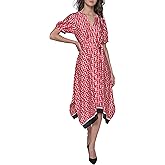 Karl Lagerfeld Womens Short Puffed Sleeve Hanky Hem Fun Midi Dress