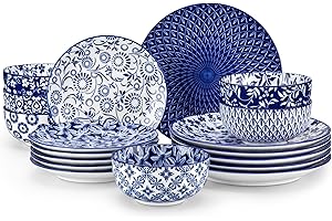 Vancasso Selene Series Set for 6 People – 18 Pieces with Celadón Porcelain Plates and Bowls – Modern, Microwave-Safe, Chinese