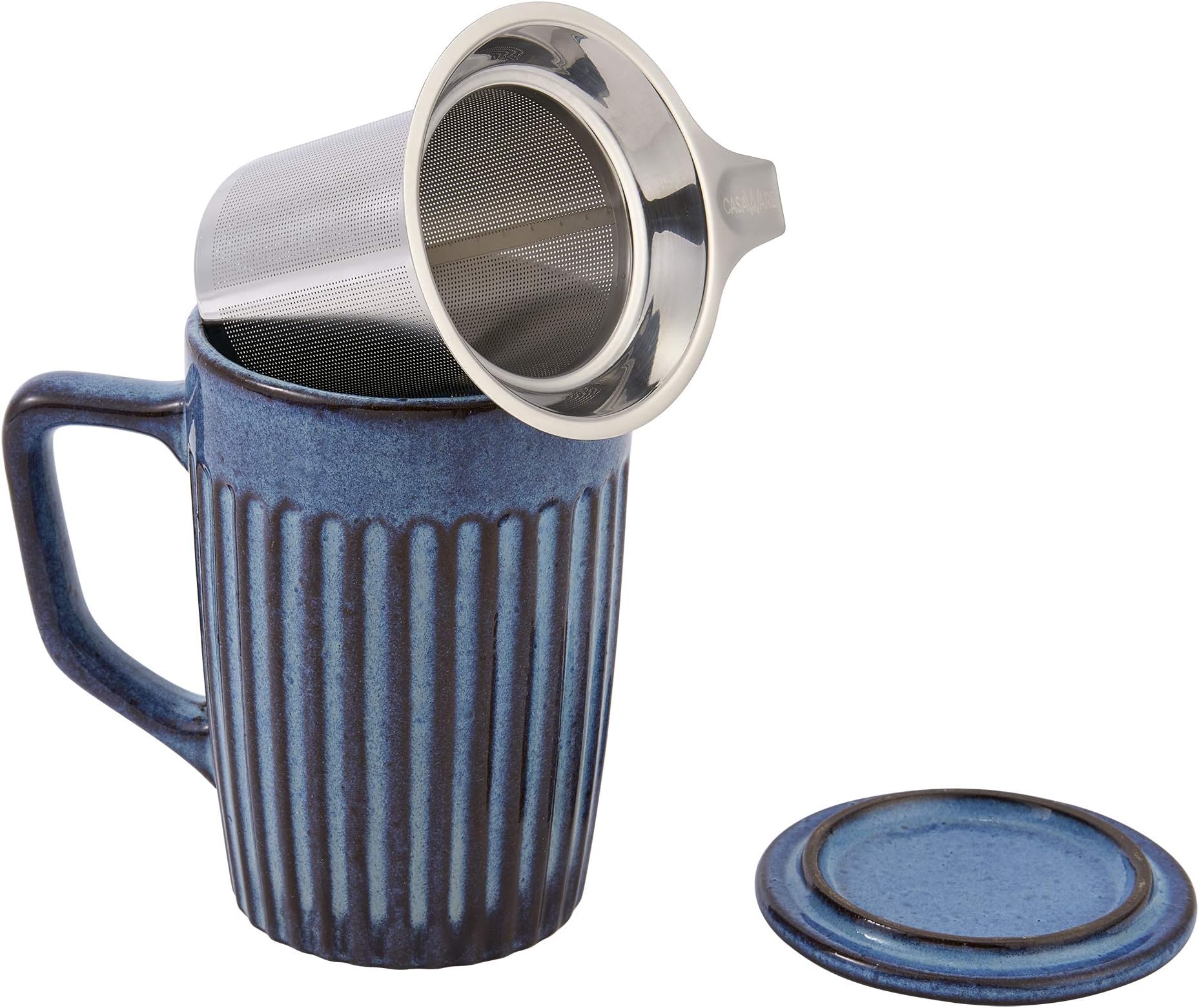 casaWareShell 18-Ounce Tilt & Drip Tea Infuser Mug (Ocean Blue)
