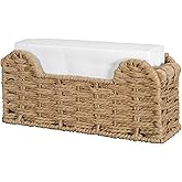 Paper Rope Guest Towel Holder: Boho Scalloped Handwoven Napkin Tray, Holds Disposable Hand Towels & Paper Napkins for Bathroom, Kitchen, Table, Hotel & Office