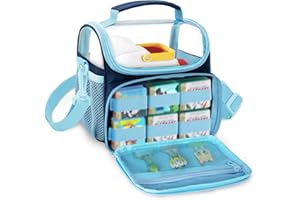 LoDrid Travel Carrying Case Compatible with Little Tikes Story Dream Machine Starter Set, Storage Bag with Handle and Shoulder Strap for Characters and Books, Blue, Case Only