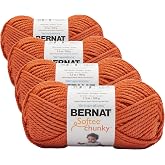 Bernat Softee Chunky Yarn, 3.5 Oz, Gauge 6 Super Bulky, Pumpkin (Pack of 4)