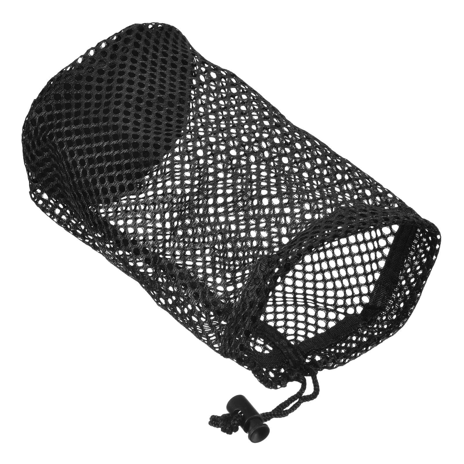 PATIKIL 8.7"x5.1" Golf Ball Bag, Nylon Drawstring Mesh Bag Storage 24-32 Balls with Cord Lock Closure for Golf Tennis Sports, Black