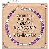 Desimtion Healing Natural Stone Bracelets for Women Girls, Sometimes You Forget You're Awesome -Christmas Gifts for Women Teen Girls, Best Friend Birthday Gifts for Women Friendship Bracelets